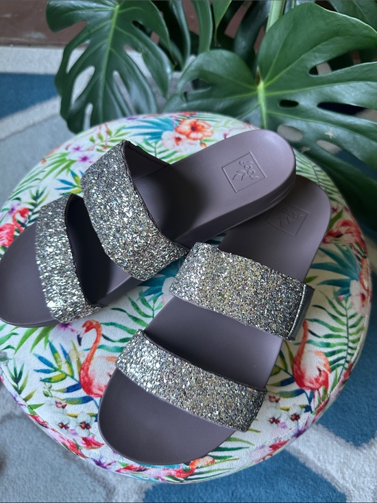 Reef Shoes - Reef Glitter Double-Strap Slide Sandal - Silver